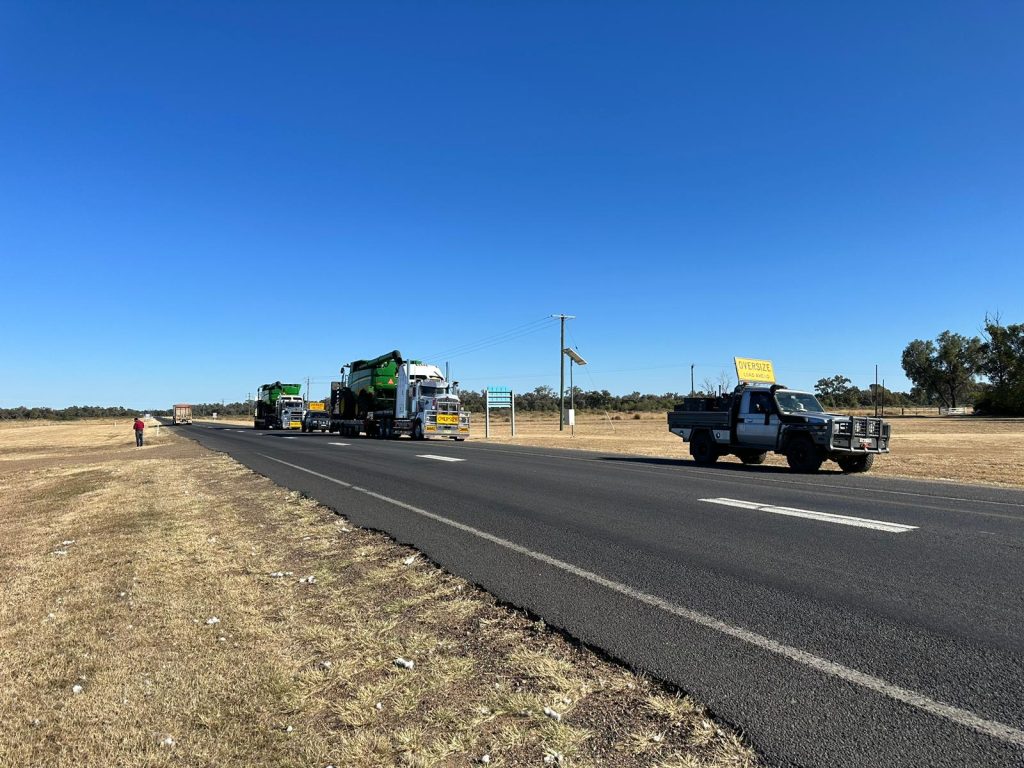Over Dimensional Floats Carrying Over sized farm machinery for load shift in Central West