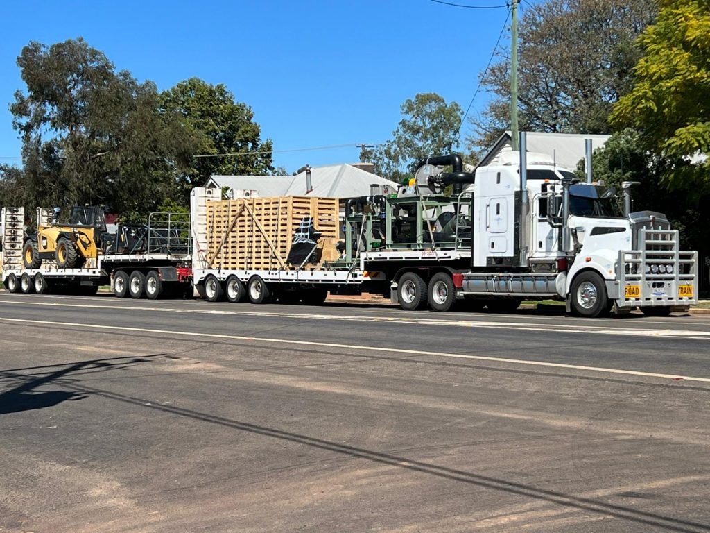 Single and B Double trailer transporting bulk equipment in Bathurst